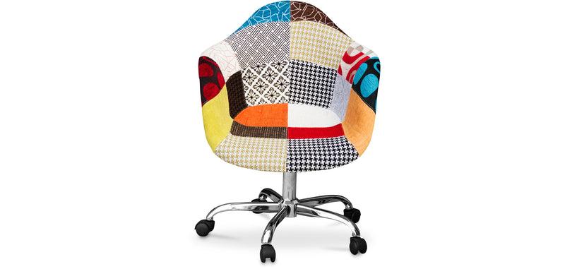 Chaise de bureau avec accoudoirs - Chaise de bureau à roulettes - Tapissée en patchwork - Patty