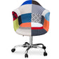Chaise de bureau avec accoudoirs - Chaise de bureau à roulettes - Tapissée en patchwork - Pixi
