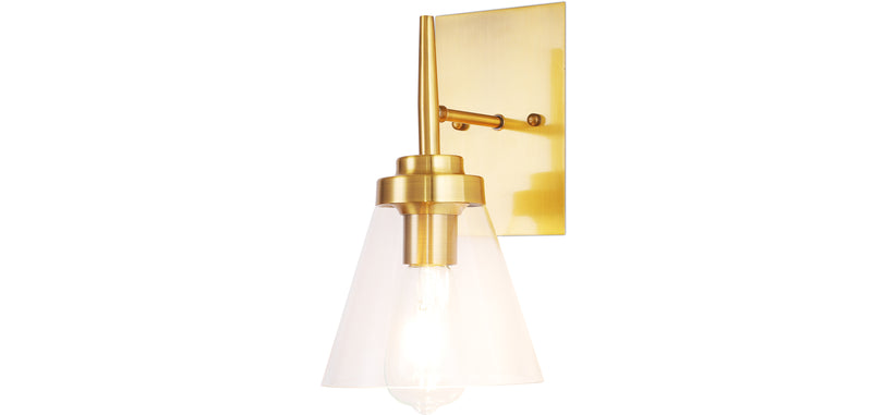 Applique Murale Dorée - Abat-jour en Cristal - Runa