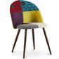 Cadeira de jantar estofada em patchwork, design escandinavo retro, pernas de madeira escura - Evelyne Ray