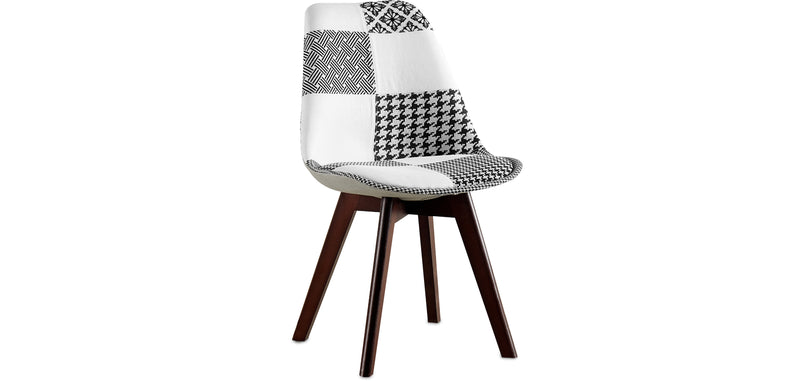 Chaise de salle à manger - tapissée en patchwork noir et blanc - Nouvelle édition - Sam