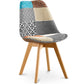 Cadeira de sala de jantar Denisse, design escandinavo estofado, pernas de madeira, premium, nova edição - patchwork Patty
