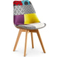 Cadeira de sala de jantar Denisse, design escandinavo estofado, pernas de madeira, premium, nova edição - patchwork Ray