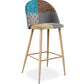 Upholstered Patchwork Stool - Scandinavian Style - Evelyne