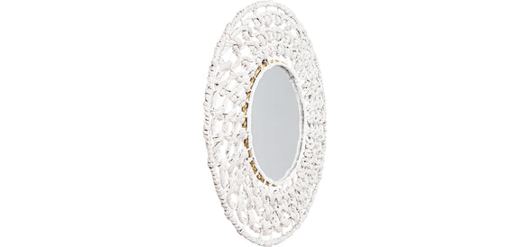 Wall Mirror - White Boho Bali Round Design (60 cm) - Lenai - gallery 2