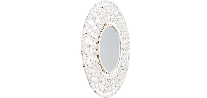 Wall Mirror - White Boho Bali Round Design (60 cm) - Lenai - gallery 2