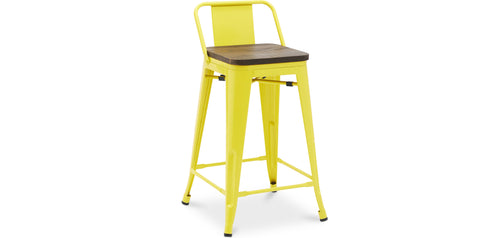 Bar stool - Industrial design - Wood and steel - 60cm - New edition - Stylix