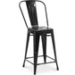 Banco de bar com encosto ao estilo Tolix, com design industrial em metal - 60 cm - Nova edição