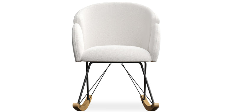 Fauteuil à Bascule avec Accoudoirs En Bouclette Fausse Fourrure Tapissée - Boucles Blanches - Freia