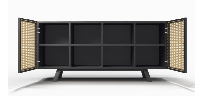 Aparador de madeira natural - design vintage - preto - Edan