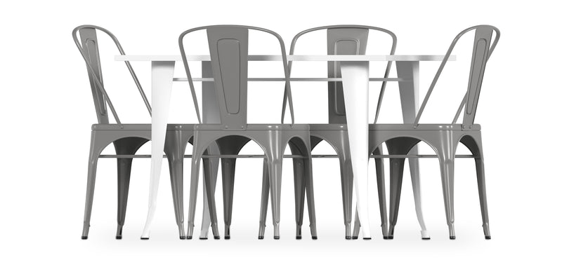 Pack Table à manger et 4 Chaises à manger Design industriel - Nouvelle édition- Bistrot Stylix