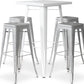 Pack Tabouret Blanc Table & 4 Tabourets de Bar Design Industriel - Métal - Nouvelle Edition - Bistrot Stylix