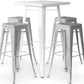 Pack Tabouret de Table Blanc et Pack de 4 Tabourets de Bar - Design Industriel - Métal - Nouvelle Edition - Bistrot Stylix