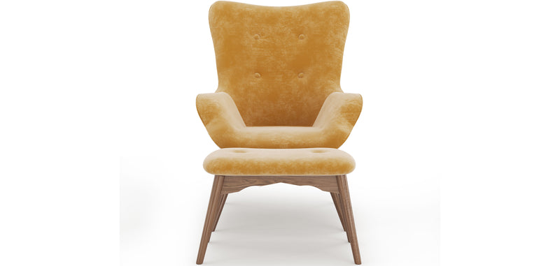 Fauteuil avec repose-pieds - Revêtu de velours - Style scandinave - Huda