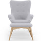 Armchair with Footrest - Linen Upholstery - Huda