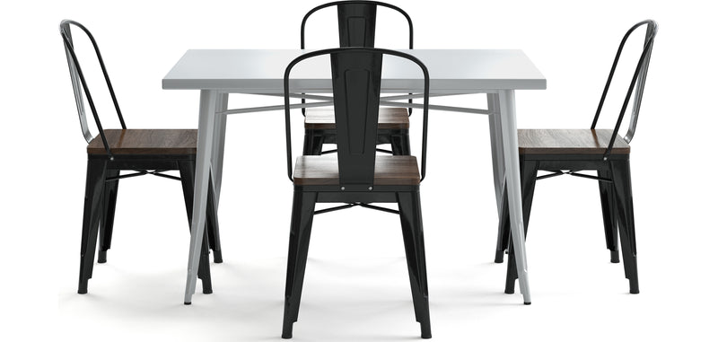 Pack Table à manger et 4 chaises à manger Design industriel - Nouvelle édition- Bistrot Stylix