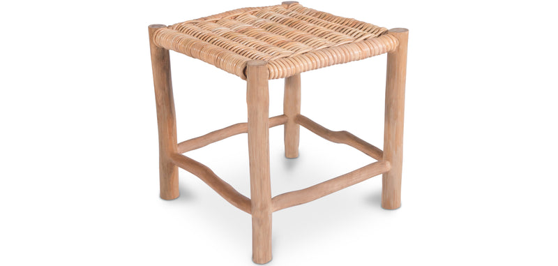 Tabouret carré en rotin - Style Boho Bali - Petit - Senay