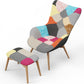 Armchair with Footrest - Patchwork Fabric Upholstery - Kontur