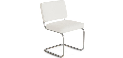Dining Chair in Loop Faux Fur Upholstery - White Loops - Henr