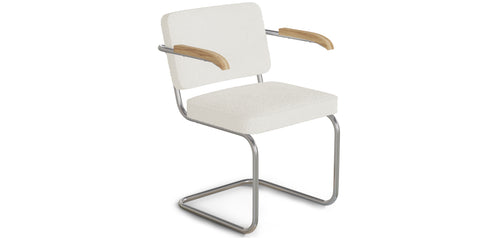 Chaise de salle à manger avec accoudoirs En Bouclette Fausse Fourrure Tapissée - Boucles Blanches - Henr