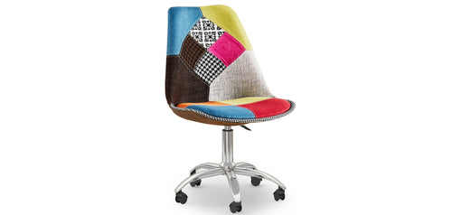 Chaise de Bureau Pivotante - Tissu Patchwork - Simona
