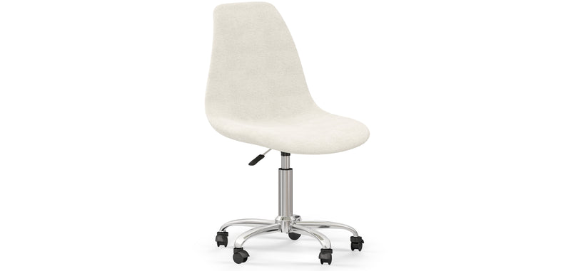 Chaise de Bureau Pivotante en bouclette fausse fourrure Tapissée - Boucles Blanches  - Denisse