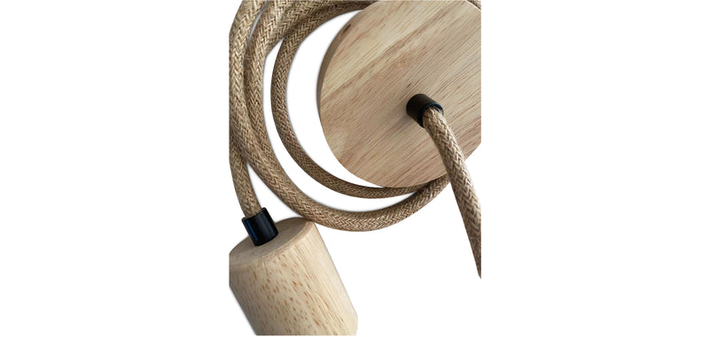 Câble de Lampe Suspendue en Jute et Bois - 200cm - Hanz