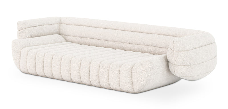Canapé rembourré en bouclette fausse fourrure Tapissée - Boucles Blanches - 3/4 places - Caden