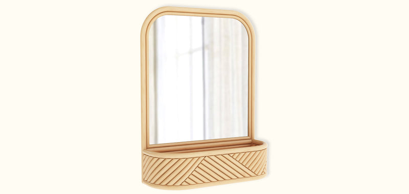 Miroir Mural avec Cadre en Rotin - Style Boho Bali - Amara
