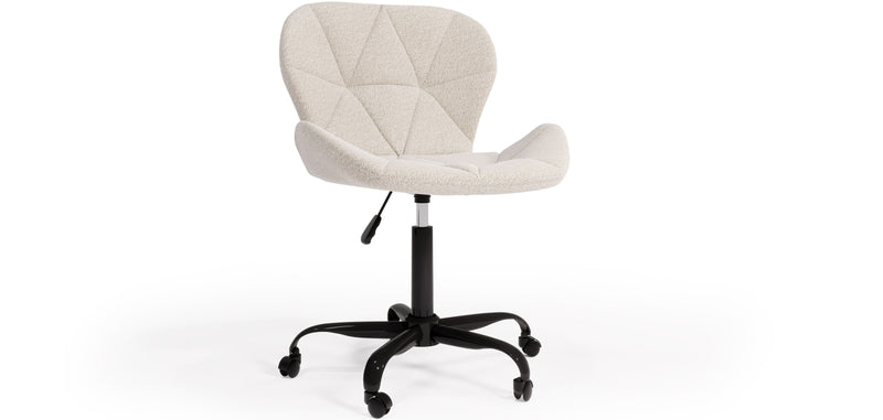 Chaise de bureau avec roulettes - Chaise pivotante de bureau - Rembourrée en tissu bouclé - Structure noire Wito