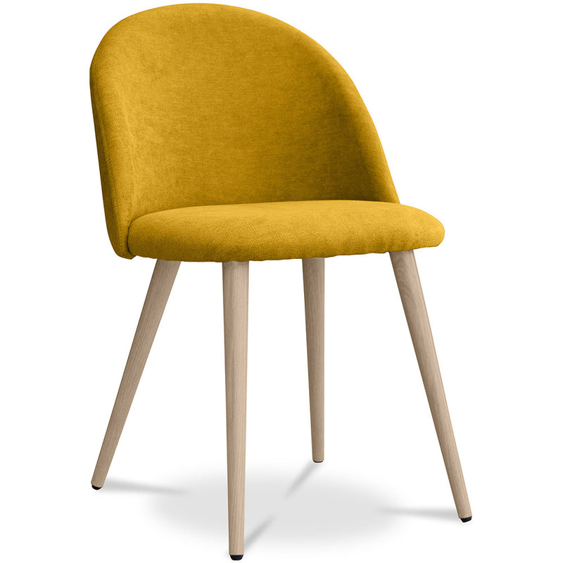 Dining Chair Upholstered in Fabric - Scandinavian Style Solid Natural Wood Style Legs- Evelyne