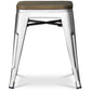 Industrial Design Stool - Wood and Steel - 45cm - Stylix