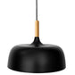 Plafondlamp van zwart metaal en hout