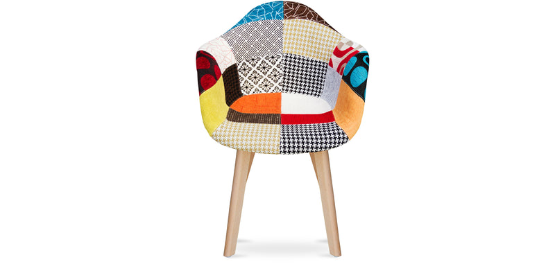 Chaise de Salle à Manger avec Accoudoirs - Revêtement Patchwork -  Pixi