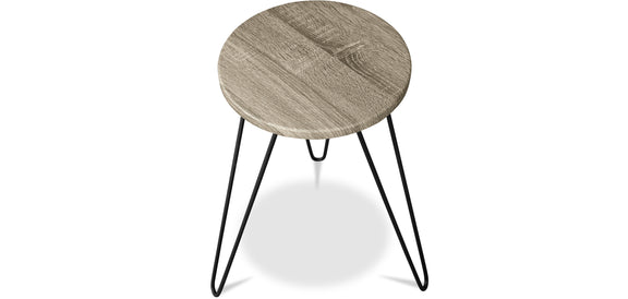Set of 2 Side Tables - Industrial Design - Wood and Metal - Hairpin - gallery 3