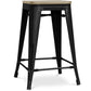 Industrialny stołek barowy - drewno i stal - 61cm - Stylix