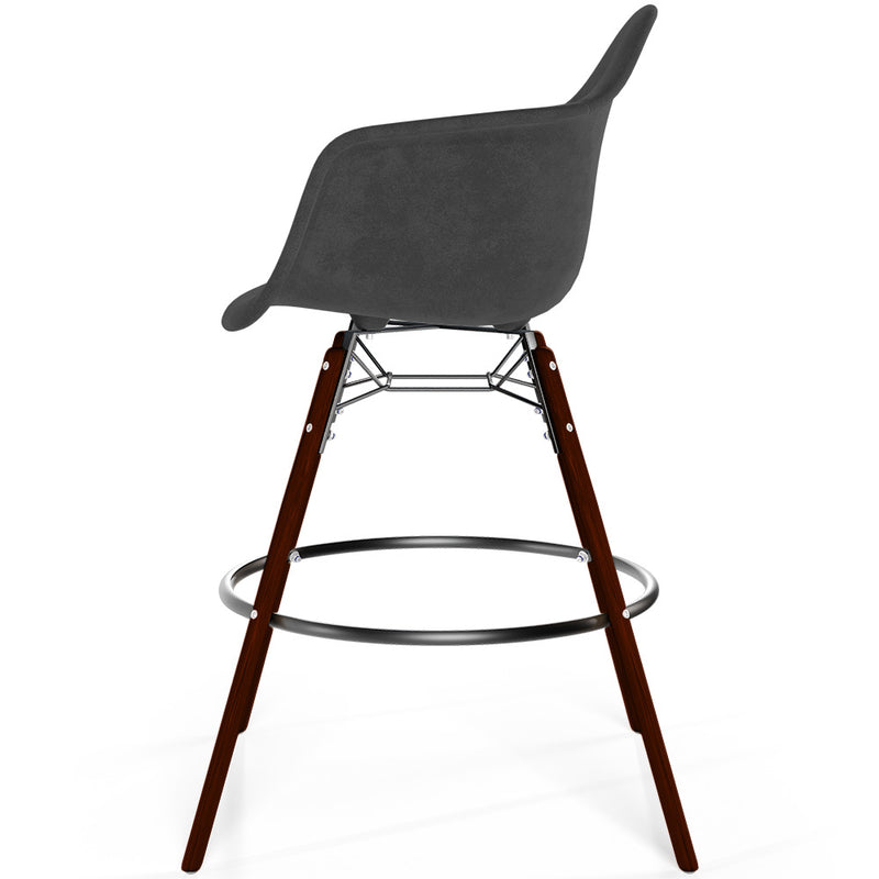 Velvet Bar Stool - Scandinavian Design and Dark Wood Legs - Nordika