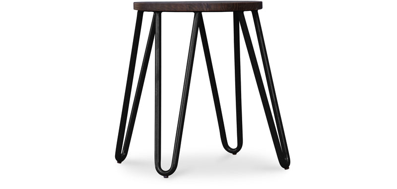 Runder Barhocker - Industriedesign - Holz und Stahl - 43cm - Hairpin