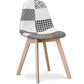 Dining chair - Upholstered in black and white patchwork - Denisse