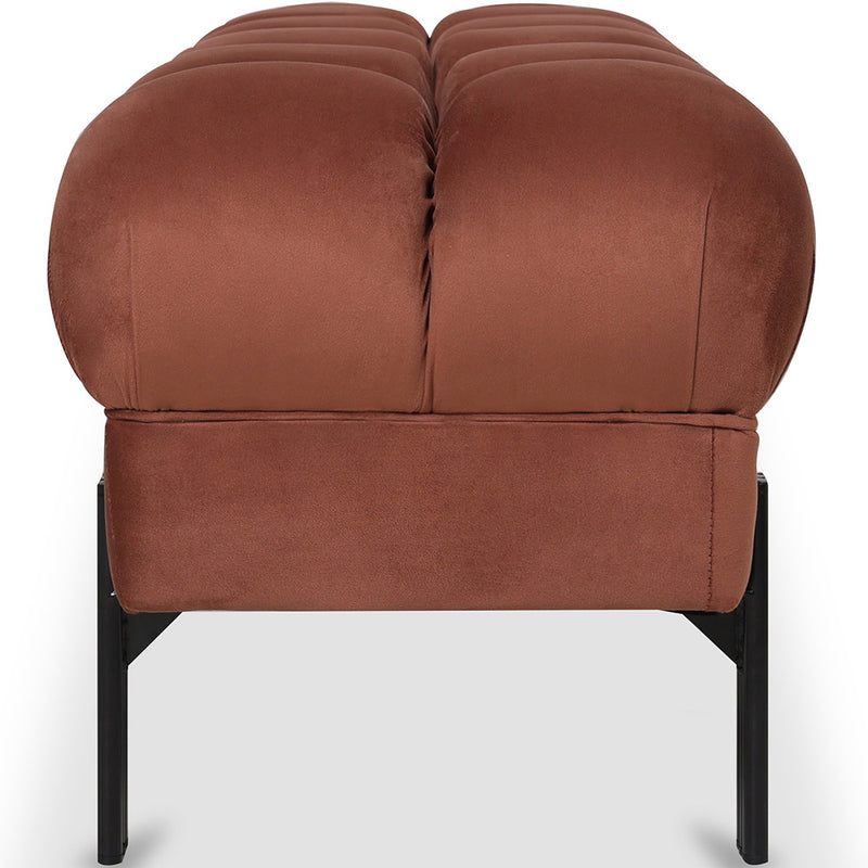 Chesterfield Style Bench Upholstered In Velvet With Iron Legs - Hamptons