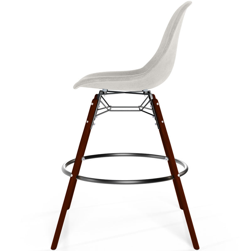 Velvet Bar Stool - Scandinavian Design and Dark Wood Legs - Skögur