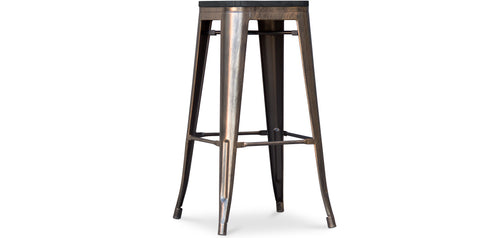 Tabouret de Bar - Design Industriel - Bois & Métal - 76cm - Stylix