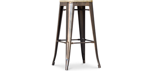 Tabouret de Bar - Design Industriel - Acier & Bois - 76cm - Stylix