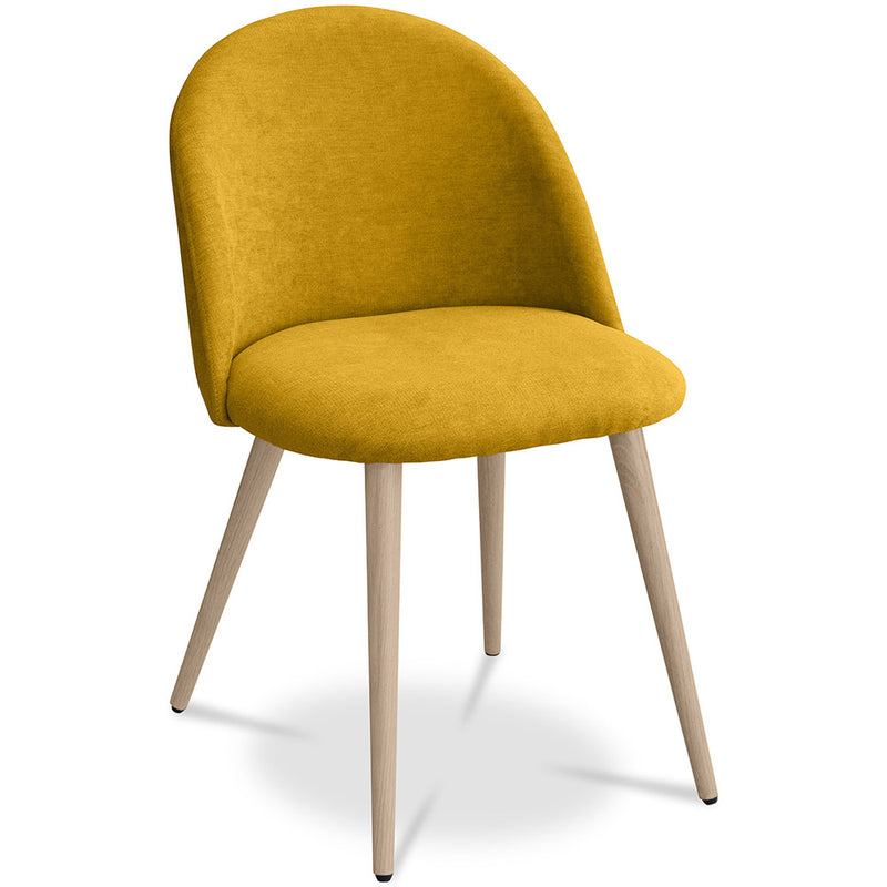 Dining Chair Upholstered in Fabric - Scandinavian Style Solid Natural Wood Style Legs- Evelyne