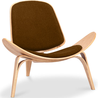 Fauteuil lounge CW07, design bohème balinais, en cachemire, avec design scandinave et pieds en bois