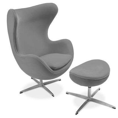 Fauteuil avec repose-pieds design en forme d'œuf - Revêtement en tissu - Brave