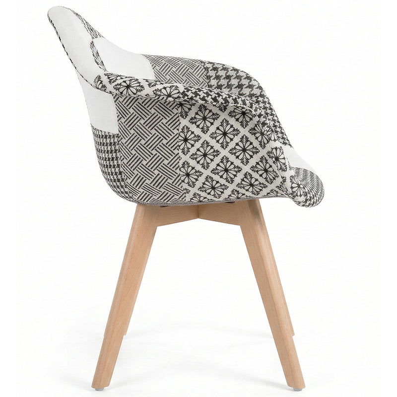 Cadeira de jantar Dominic de estilo escandinavo branca e preta - Patchwork