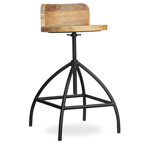 Taboret Design Industrialny - Retro - Drewno i Metal - Onawa