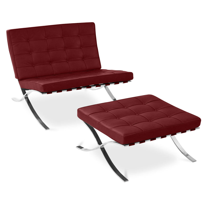 Fauteuil design avec repose-pieds - Revêtement en cuir - Town