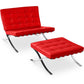 Designer armchair with footrest - Leather upholstery - Town